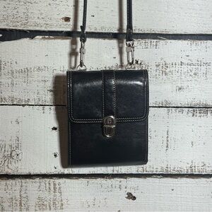 Etienne Aigner Crossbody Small Wallet And Credit Card Holder Black Leather Rare
